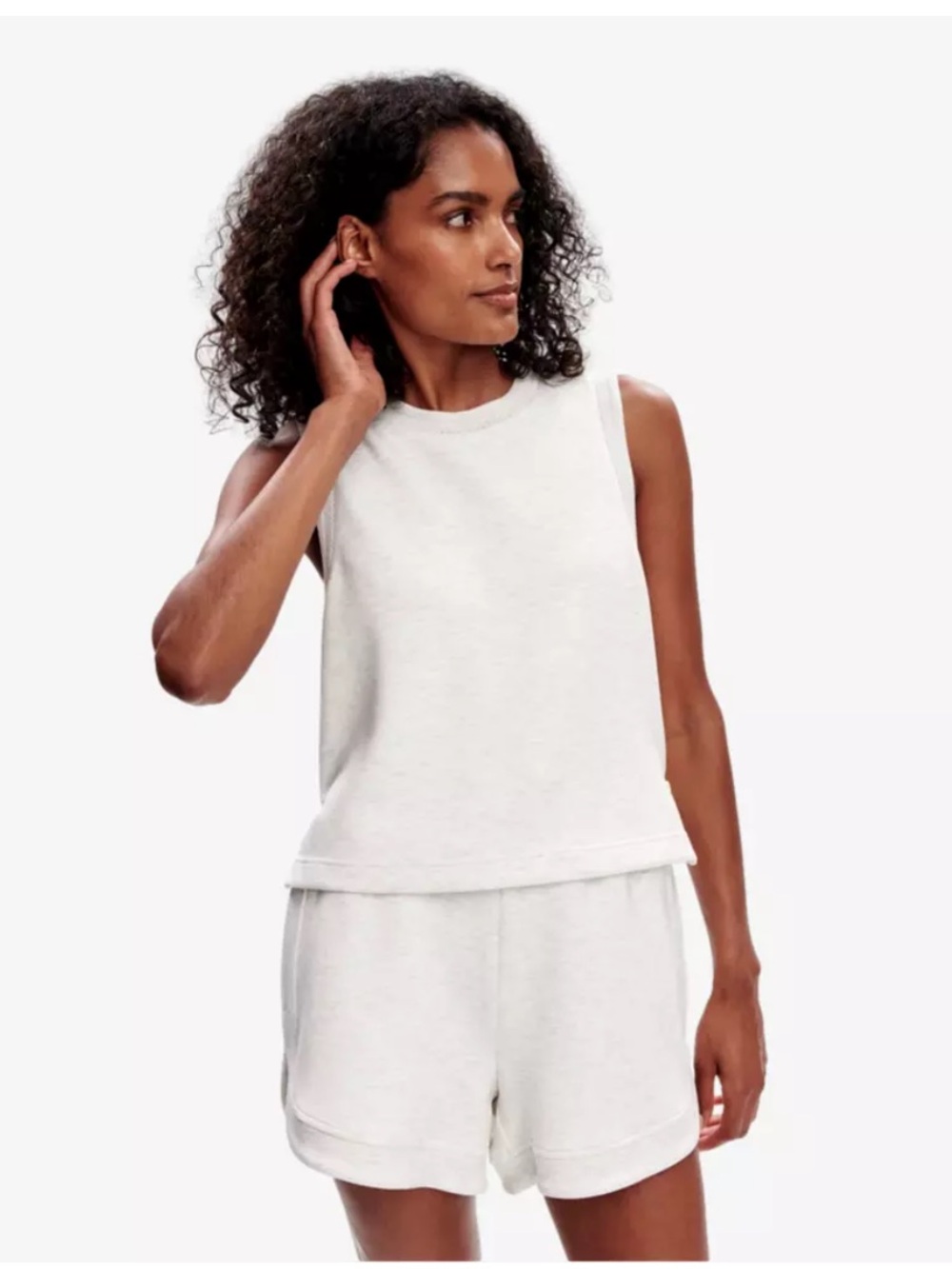 Varley Shea Cropped Tank Top in Ivory size L